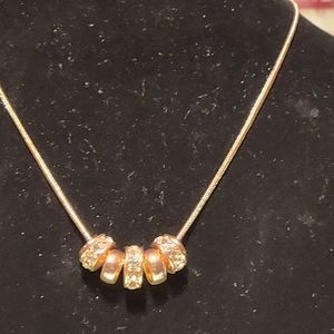 Gold Tone 6 Ring Necklace  (19 1/2 inches)